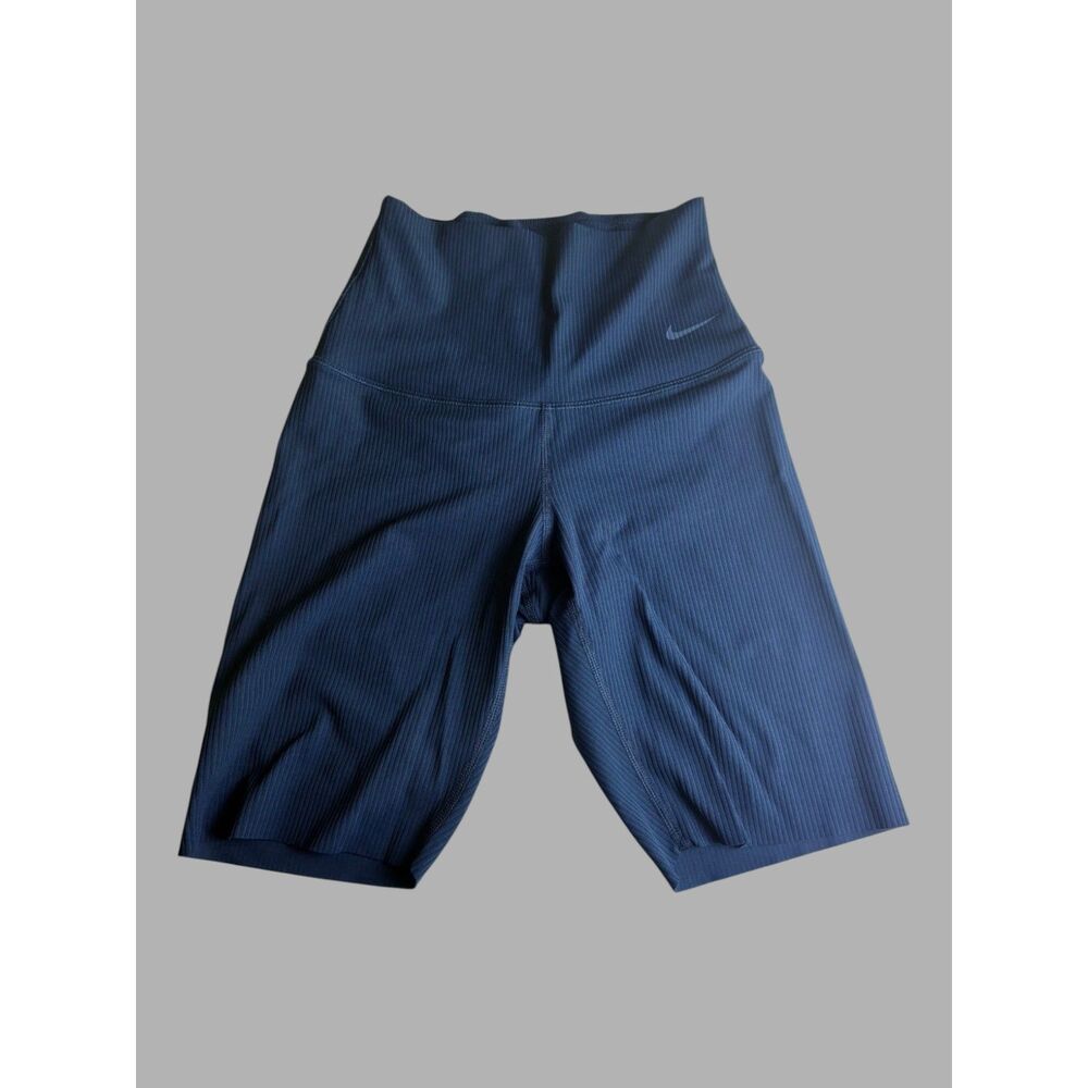 Nike Zenvy Dri Fit Ribbed High Rise Biker Shorts Women's XS Navy Blue
